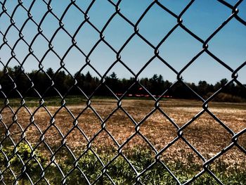 Chainlink fence on field