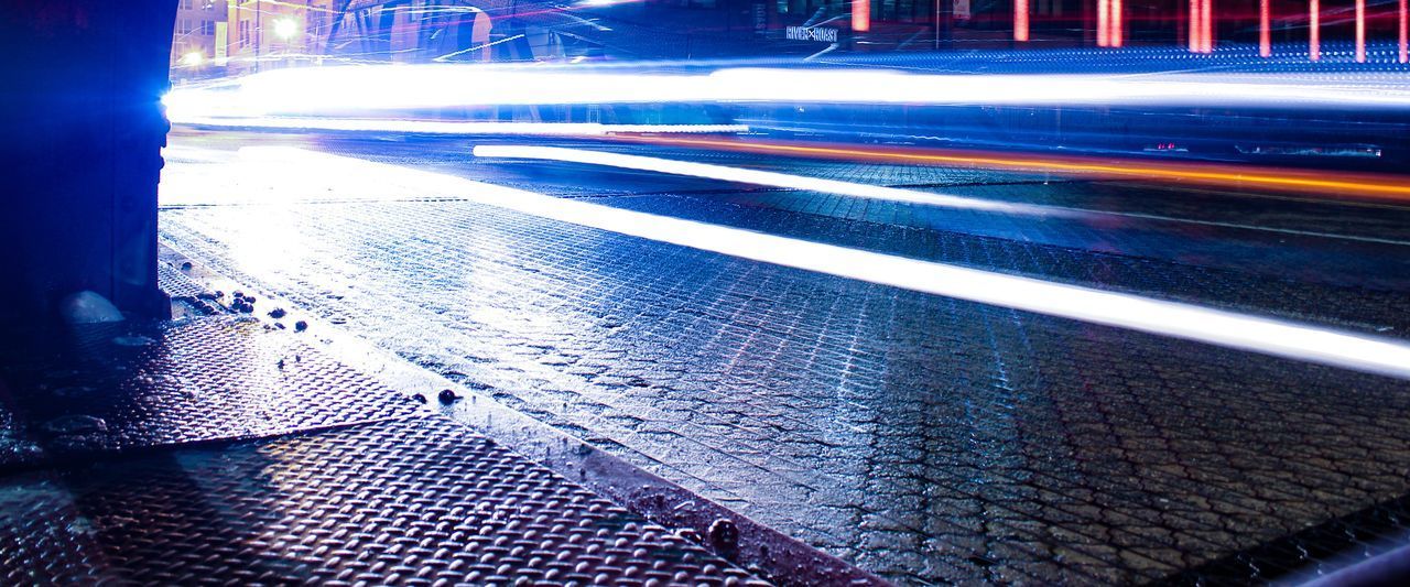 LIGHT TRAILS ON CITY STREET