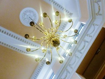 Close-up of illuminated chandelier