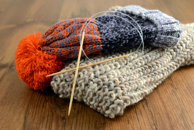 Close-up of hat on table