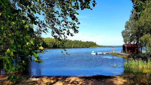 Scenic view of lake against sky