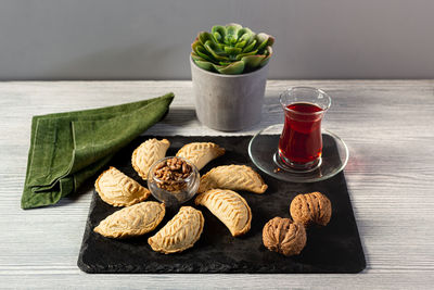Close-up of food on table