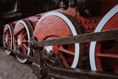 Close-up of train wheels