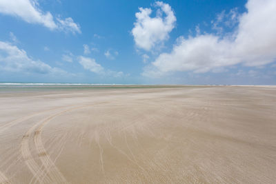 White sand dunes panorama from lencois maranhenses national park, brazil. rainwater lagoon. 