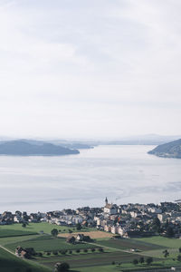High angle view of townscape against sky
