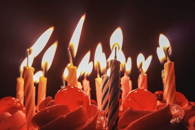 Close-up of lit candles