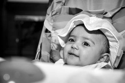 Portrait of cute baby at home