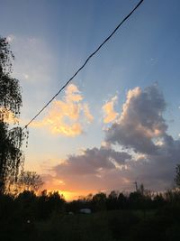 Silhouette trees against sky during sunset