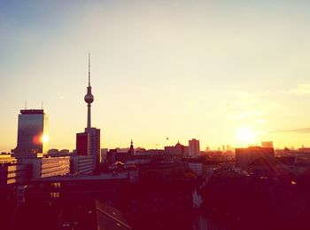 Sunset over city