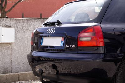 Close-up of car on wall