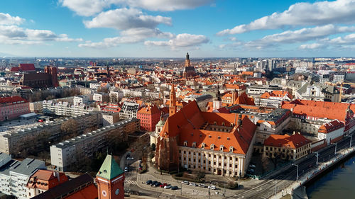 Wroclaw panorama, aerial view. cityscape of modern european city