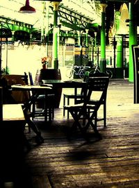 Empty chairs in restaurant