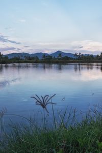 Scenic view of lake against sky