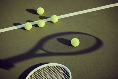 High angle view of ball on court