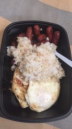 High angle view of food in plate