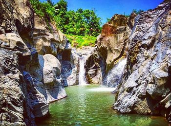 Scenic view of waterfall