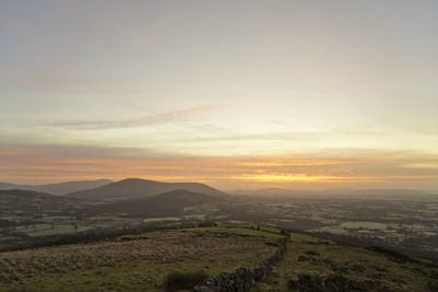 Scenic view of landscape against sky during sunset