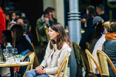 Group of people looking at restaurant