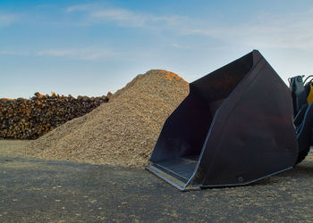 Stack of rocks against sky