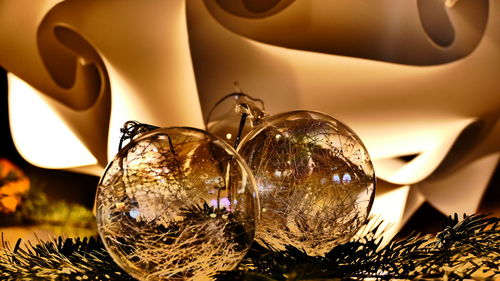 Close-up of illuminated lighting equipment