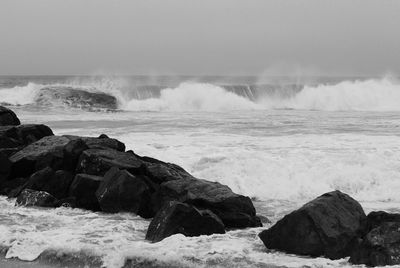 Scenic view of sea against clear sky