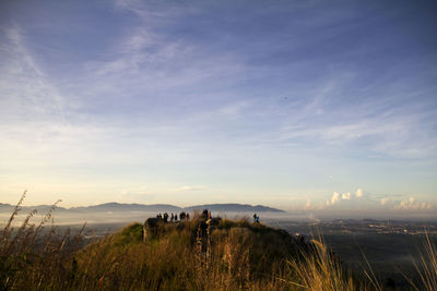 Panoramic view of sea against sky during sunset