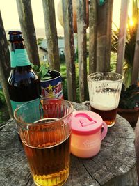 Close-up of beer on table