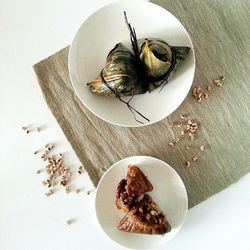 Close-up of food over white background