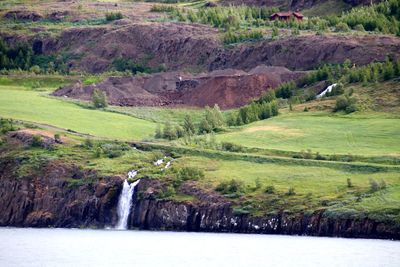 Scenic view of waterfall