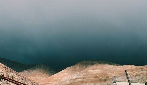 View of mountain range against cloudy sky