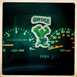 View of information sign in car