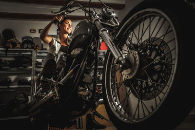 Low section of man riding bicycle