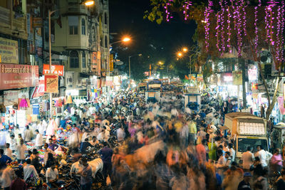 Crowd on street at night