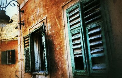 Buildings seen through window