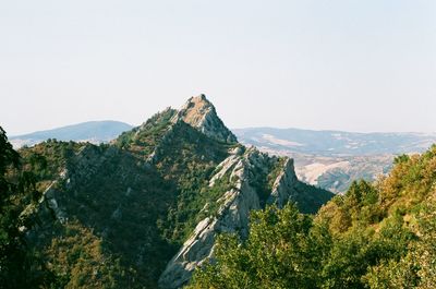 Scenic view of mountains against clear sky