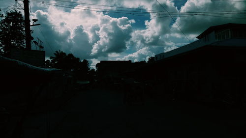 Panoramic view of buildings against cloudy sky