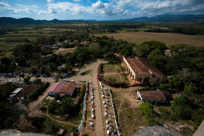 Residential district with mountain range in background