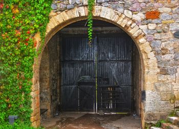 Closed door of old building