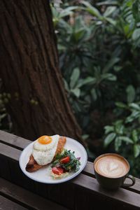 Close-up of breakfast on table