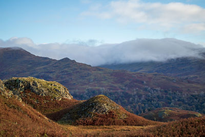 Scenic view of mountains against sky