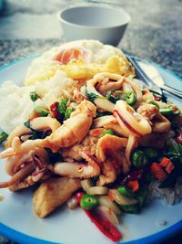 Close-up of meal served in plate