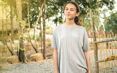 Beautiful girl, model, asian white teen, gardening, forest, nature, thailand