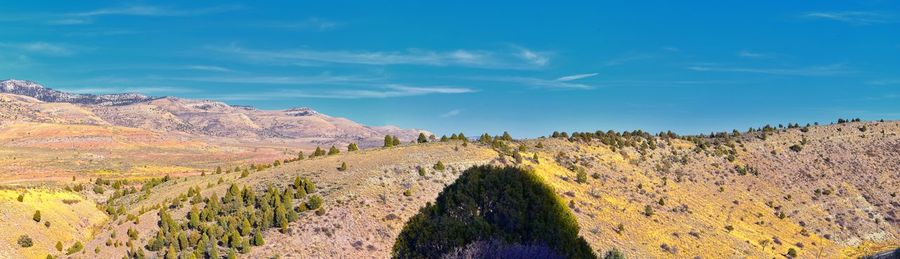 Looking towards moab panorama views of desert mountain canyonlands arches national park  utah usa