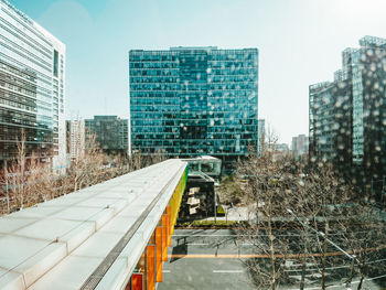 Modern buildings against sky in city