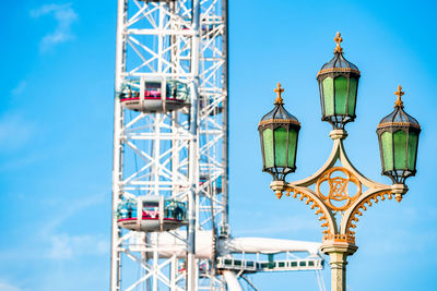 Close up view of the london eye in london.