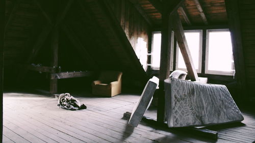 Empty chairs and table at home