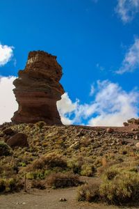 Rock formations on landscape against sky