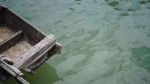 High angle view of boat in water