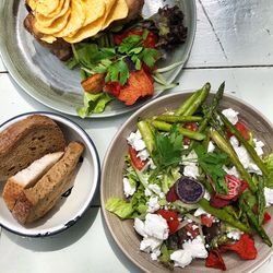 High angle view of meal served in plate
