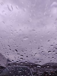 Full frame shot of raindrops on glass window